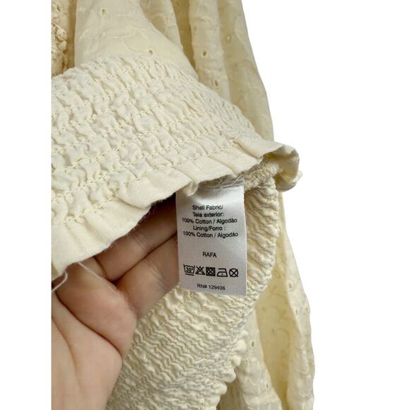 Venus Cream Long Puff Sleeve Boho Milkmaid Style Cropped Top Womens Large - Picture 5 of 7